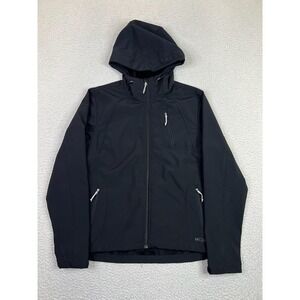 Double Diamond Softshell Jacket Womens Small Black Hooded Fleece Lined Ski